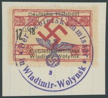 UKRAINE 13 BrfStk, 1944, 12 Pf. Wladimir-Wolynsk, Prachtbriefstück, Gepr. Zirath, Mi. 150.- - Ocupación 1938 – 45