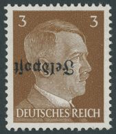 FELDPOSTMARKEN 17zK **, 1945, 3 Pf. Ruhrkessel, Kopfstehender Aufdruck, Senkrechte Gummiriffelung, Postfrisch, Pracht, R - Besetzungen 1938-45