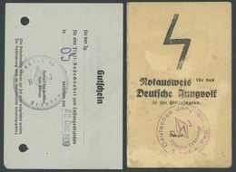 DT. GESCHICHTE/PROPAGANDA 1919-45 1939, Notausweis Für Das Deutsche Jungvolk In Der Hitlerjugend Sowie Gutschein Für Ein - Otros & Sin Clasificación