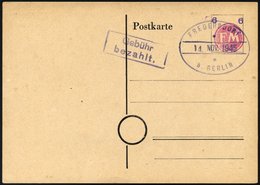 FREDERSDORF PA 02b BRIEF, 1945, Ganzsachenkarte 6 Pf. (FM Rosa Und Wertziffer Violett), Blanko Gestempelt, Pracht, R!, F - Posta Privata & Locale
