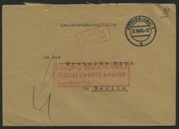 ALL. BES. GEBÜHR BEZAHLT KÖTHEN (ANH), 17.10.45, Roter R2 Gebühr Bezahlt, Prachtbrief - Altri & Non Classificati