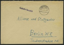 ALL. BES. GEBÜHR BEZAHLT MASSING, 15.2.46, L1 Gebühr Bezahlt, Prachtbrief - Autres & Non Classés