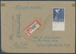 ALLIIERTE BES. 962a BRIEF, 1948, 5 M. Dunkellilaultramarin, Unterrandstück, Prachtstück Auf überfrankiertem Einschreibbr - Sonstige & Ohne Zuordnung