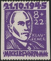 MECKLENBURG-VORPOMMERN 21Us *, 1945, 8 Pf. Faschismus, Senkrecht Ungezähnt, Falzrest, Feinst, Gepr. Kramp - Altri & Non Classificati