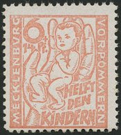 MECKLENBURG-VORPOMMERN 26b **, 1945, 6 Pf. Hellrötlichorange Kinderhilfe, Pracht, Gepr. Kramp, Mi. 160.- - Sonstige & Ohne Zuordnung