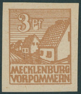 MECKLENBURG-VORPOMMERN 29xaII *, 1946, 3 Pf. Lebhaftorangebraun Mit Abart Weißer Fleck Zwischen P Und F (Feld 88), Falzr - Other & Unclassified