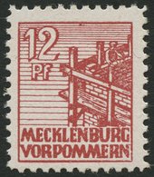 MECKLENBURG-VORPOMMERN 36xc **, 1946, 12 Pf. Lebhaftbraunrot, Kreidepapier, Pracht, Gepr. Kramp, Mi. 200.- - Other & Unclassified