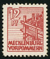 MECKLENBURG-VORPOMMERN 36xcI *, 1946, 12 Pf. Lebhaftbraunrot, Kreidepapier, Mit Plattenfehler I, Falzrest, Pracht, Gepr. - Other & Unclassified