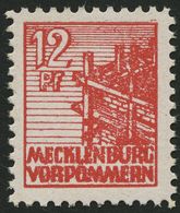 MECKLENBURG-VORPOMMERN 36xcc **, 1946, 12 Pf. Schwärzlichgraurot, Kreidepapier, Pracht, Gepr. Kramp, Mi. 320.- - Andere & Zonder Classificatie