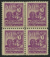 MECKLENBURG-VORPOMMERN 40yb VB **, 1946, 40 Pf. Violettpurpur Im Viererblock, Pracht, Gepr. Kramp, Mi. 400.- - Andere & Zonder Classificatie