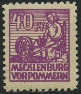 MECKLENBURG-VORPOMMERN 40yb **, 1946, 40 Pf. Violettpurpur, Pracht, Gepr. Kramp, Mi. 100.- - Sonstige & Ohne Zuordnung