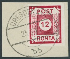 OST-SACHSEN BIb BrfStk, 1945, 12 Pf. Rot POTSCHTA, Gefälligkeitsabstempelung, Prachtbriefstück, Signiert, Mi. 800.- - Otros & Sin Clasificación