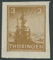 THÜRINGEN 92V3 *, 1946, Versuchsdruck: 3 Pf. Dunkelbraunocker, Falzrest, Pracht, Kurzbefund Dr. Jasch - Altri & Non Classificati