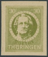 THÜRINGEN 99V1 **, 1945, Versuchsdruck: 30 Pf. Dunkelolivgrün, Pracht, Gepr. Sturm, Mi. 100.- - Otros & Sin Clasificación