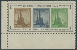 THÜRINGEN Bl. 1xa **, 1945, Block Antifa, Weißes Kartonpapier, Type V, Linke Untere Bogenecke, Postfrisch, Pracht, Fotoa - Sonstige & Ohne Zuordnung