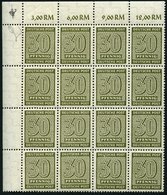 WEST-SACHSEN 135YI **, 1945, 30 Pf. Bräunlicholiv, Wz. 1Y, Im 16er-Block, Dabei Feld 33 Mit Abart Weißer Fleck Unten Am  - Otros & Sin Clasificación