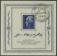 ALLGEMEINE-AUSGABEN Bl. 6 O, 1949, Block Goethe, Sonderstempel WEIMAR, Pracht, Mi. 300.- - Andere & Zonder Classificatie