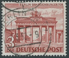 BERLIN 59X O, 1949, 3 M. Brandenburger Tor, Wz. 1X, Pracht, Mi. 100.- - Otros & Sin Clasificación