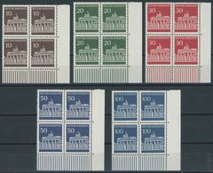 BUNDESREPUBLIK 506-10 VB **, 1966, Brandenburger Tor In Unteren Rechten Eckrandviererblocks, Pracht, Mi. 70.- - Used Stamps