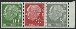 ZUSAMMENDRUCKE W 22YII **, 1960, Heuß Wz. Liegend 10 + 20 + 8, Nachauflage, Pracht, Mi. 70.- - Used Stamps