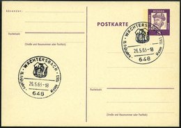 GANZSACHEN P 73 BRIEF, 1962, 8 Pf. Gutenberg, Postkarte In Grotesk-Schrift, Leer Gestempelt Mit Sonderstempel WÄCHTERSBA - Verzamelingen