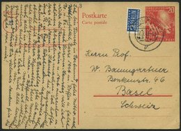 GANZSACHEN PSo 2 BRIEF, 1949, 20 Pf. Bundestag, Bedarfskarte In Die Schweiz, Pracht, Mi. 150.- - Collezioni