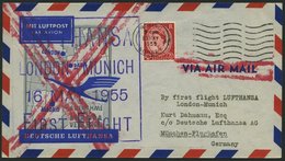 DEUTSCHE LUFTHANSA 29 BRIEF, 16.5.1955, London-München, Ohne Ankunftsstempel, Prachtbrief - Storia Postale
