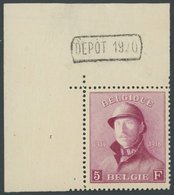 BELGIEN 157 *, 1919, 5 Fr. Lilarot, Obere Linke Bogenecke Mit Randdruck DEPOT 1920, Falzrest, Marke Pracht - 1849 Epaulettes