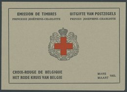 BELGIEN MH I **, 1953, 2 Fr. Rotes Kreuz Im Markenheftchen, Oberer Heftchenblatttext In Französisch, Pracht, Mi. 80.- - 1849 Epaulettes