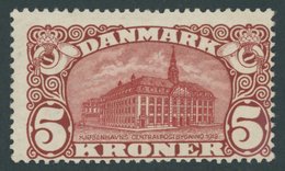 DÄNEMARK 66 *, 1912, 5 Kr. Hauptpost, Wz. 1, Mehrere Falzrest, Pracht, Mi. 350.- - Oblitérés