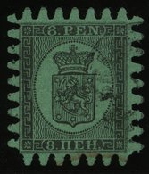 FINNLAND 6Cx O, 1867, 8 P. Schwarz Auf Grün, Alle Zungen, Pracht - Andere & Zonder Classificatie