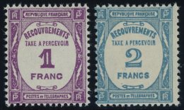 PORTOMARKEN P 60/1 **, 1927, 1 Fr. Violett Und 2 Fr. Hellblau, Postfrisch, 2 Prachtwerte, Mi. 140.- - Portomarken