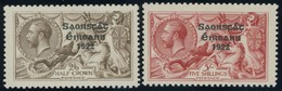 IRLAND 37/8II *, 1925, 2 Sc. 6 Pg. Und 2 Sc. Dreizeiliger Aufdruck In Grauschwarz, Falzrest, 2 Prachwerte - Other & Unclassified