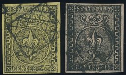 PARMA 1a,3 O, 1852, 5 C. Schwarz Auf Gelb Und 15 C. Schwarz Auf Rosa, 2 Prachtwerte, Gepr. E. Diena, Mi. 145.- - Parme