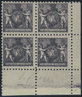 LIECHTENSTEIN 52A VB **, 1921, 15 Rp. Schwarzgrauviolett, Gezähnt L 91/2, Im Viererblock Aus Der Rechten Unteren Bogenec - Sonstige & Ohne Zuordnung