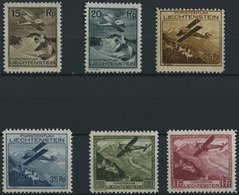 LIECHTENSTEIN 108-13 *, 1930, Flugzeug über Landschaften, Falzreste, Prachtsatz - Altri & Non Classificati