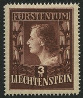 LIECHTENSTEIN 305BW **, 1951, 3 Fr. Fürstin Gina, Gezähnt L 14 3/4, Wz. 2 W, Pracht, Mi. 170.- - Autres & Non Classés