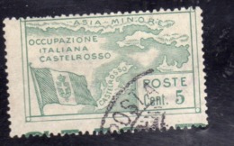 CASTELROSSO 1923 OCCUPAZIONE DELL'ISOLA CENT. 5c USATO USED OBLITERE' - Castelrosso