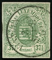 LUXEMBURG 10 O, 1859, 371/2 C. Grün, K2 VIANDEN, Pracht, Signiert Gebrüder Senf, Mi. 250.- - Autres & Non Classés