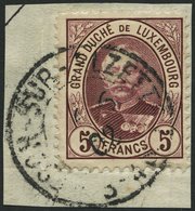 LUXEMBURG 66B BrfStk, 1893, 5 Fr. Dunkellilarot, Prachtbriefstück, Mi. 90.- - Sonstige & Ohne Zuordnung