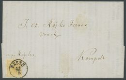 ÖSTERREICH BIS 1867 1Ya BRIEF, 1858, 1 Kr. Gelb, Maschinenpapier, Breitrandig Auf Drucksache Aus PESTH, Pracht - Used Stamps