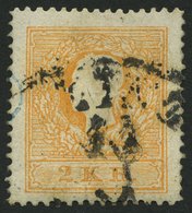 ÖSTERREICH 10IIe O, 1859, 2 Kr. Orange, Type II, Repariert, Mi. (600.-) - Used Stamps