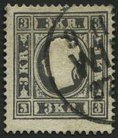 ÖSTERREICH 11IbPFI O, 1858, 3 Kr. Grauschwarz, Type Ib, Sog. Bulldoggenkopf, Pracht, Gepr. Dr. Ferchenbauer, Mi. 500.- - Used Stamps