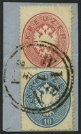 ÖSTERREICH 26/7 BrfStk, 1863, 5 Kr. Rosa Und 10 Kr. Blau, K2 WIEN, Prachtbriefstück - Gebruikt