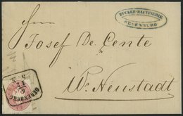 ÖSTERREICH 26 BRIEF, 1863, 5 Kr. Rosa Auf Brief Mit R4 OEDENBURG Nach W. Neustadt, Pracht - Gebruikt