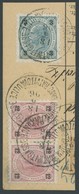 ÖSTERREICH 1867-1918 52,55 Paar BrfStk, 1890, 3 Kr. Dunkelgrünblau/schwarz Und 12 Kr. Helllilakarmin/schwarz (waagerecht - Gebraucht