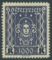 ÖSTERREICH 1918-1938 404B **, 1922, 1000 Kr. Schwarzblau, Gezähnt L 111/2, Herstellungsbedingter Papierpunkt, Postfrisch - Altri & Non Classificati