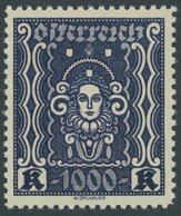 ÖSTERREICH 1918-1938 404B *, 1922, 1000 Kr. Schwarzblauviolett, Gezähnt L 111/2, Falzrest, Pracht, Mi. 290.- - Autres & Non Classés