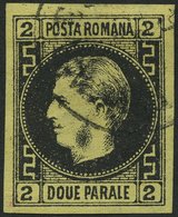 RUMÄNIEN 14y O, 1866, 2 Par. Schwarz Auf Gelb, Dünnes Papier, Pracht, Gepr. Drahn, Mi. 110.- - Sonstige & Ohne Zuordnung