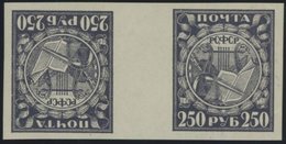 RUSSLAND 158xKz **, 1921, 250 R. Dunkelgrauviolett, Normales Papier, Im Waagerechten Kehrdruckpaar Mit Zwischensteg, Pos - Other & Unclassified